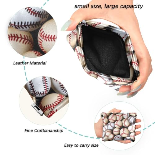Baseball Ball Pattern Coin Purse Leather Pouch Change Purse, Squeeze Coin Pouch for Cards, Keys & Lipsticks, Unisex2