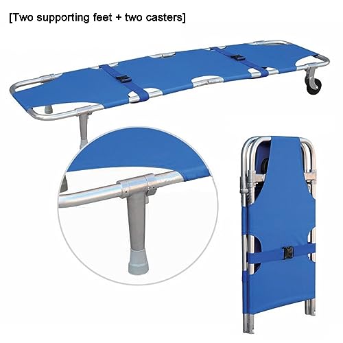 Civière médicale pliable en aluminium avec roulettes pour secours