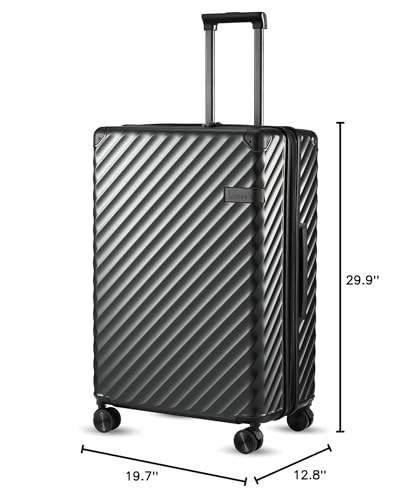LUGGEX Luggage with Spinner Wheels, Polycarbonate Expandable Hard Shell Suitcase, Checked Large 28 Inch, Charcoal Metallic - Image 4