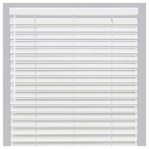 SimplyLEVOLOR 2-Inch Faux Wood Flat Slat Custom Cordless Window Blinds by LEVOLOR, Made to Order, (White, Sizes from 18" W x 48" H)