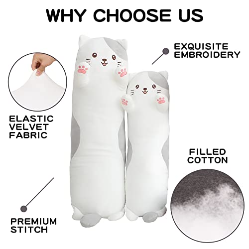 Dalmao ZHANMAO-90 35.4 Inch Cat Stuffed Animal, Soft Long Pillow Doll Cute Cartoon Kitten Plush Hugging Pillow Plushies Toy Gift thumb #4