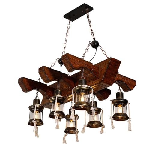 Lampe suspendue 6 lumières fer rustique pour cuisine et salon
