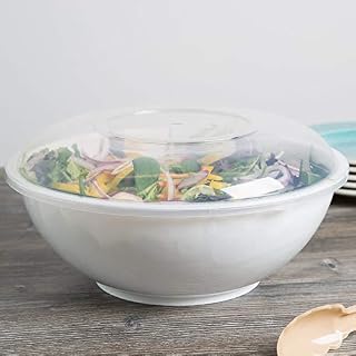 Pack of 3 Eco Friendly Premium Hard Plastic Food Containers with Lids | Salad and Mixing Bowls | Large Plastic Bowls with Cover - 12" (30.5cm) - 160oz (4.5 Litre) - White