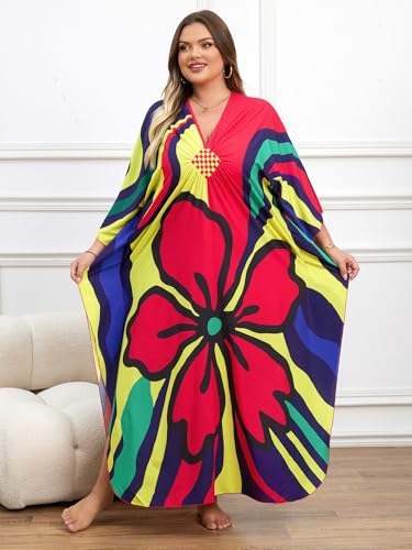 Image of Kaftan Dress for Women - Plus Size Caftan Maxi Beach Dress Moo Moos Loungewear, Swimsuit Cover Up for Beach, Pool or Vacation
