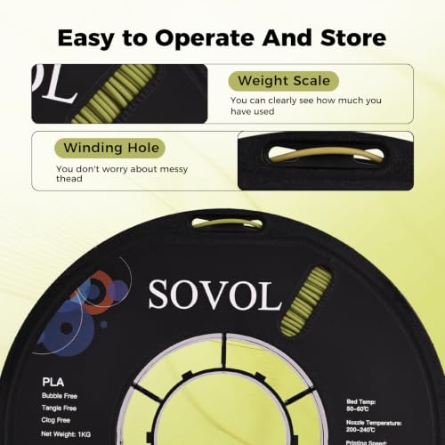Image of Sovol 3D Printer Matte PLA Filament 1.75mm 1KG (2.2lbs), Tea Green