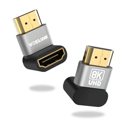 VCELINK Right Angle HDMI Adapter 8K, HDMI Connector 90 and 270 degree
