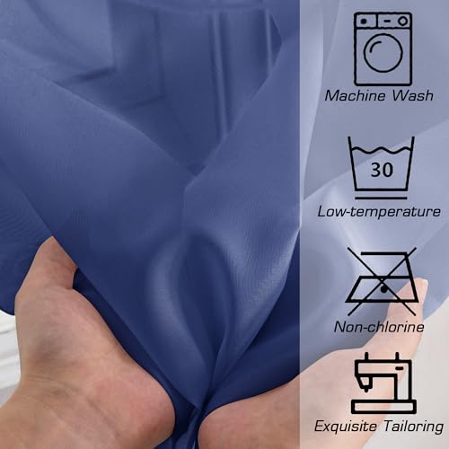 Image of OWENIE Sheer Curtains 54 Inch Length 2 Panels Set, Royal Blue Clear Sheer Short Curtains for Small Window, Light Filtering Rod Pocket Curtain Sheers, 2 Pcs 84 Width 54 Long, Royal Blue