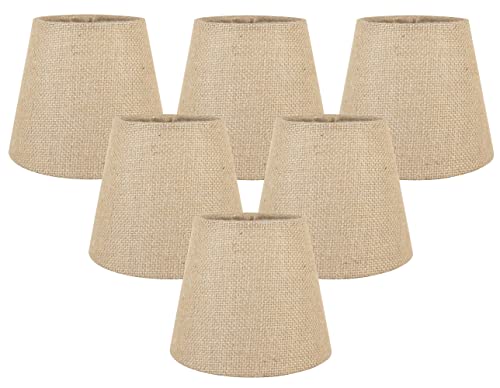 Meriville Set of 6 Natural Burlap Clip On Chandelier Lamp