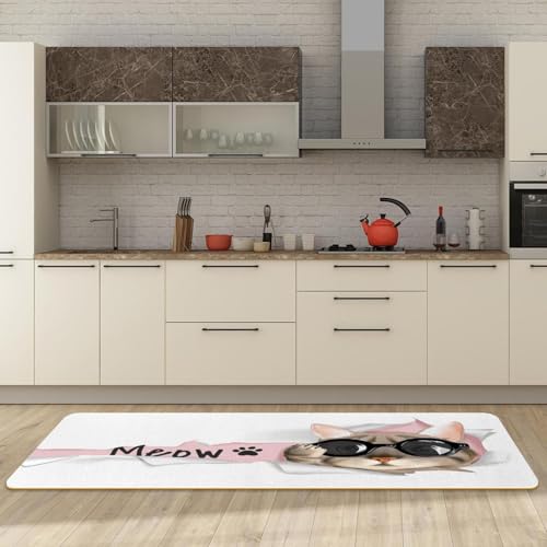 Tapis de cuisine antidérapants motif chat noir pour maison propre - 3