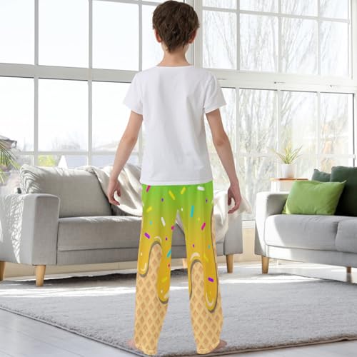 Boys' Pants Green Ice Cream Yellow Joggers Elastic Long Bottoms Trousers Sweatpant with Pockets Size 6-143