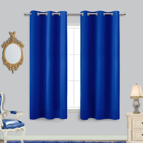 Image of Royal Blue Grommet Insulated Thermal Room Darkening Blackout Curtains 34x45 Inches Long