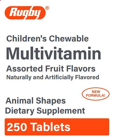 Rugby 370923 Animal Shapes Children’s Chewable Vitamin Tablet, Compare To Flintstones (250 Count) (1 Pack)
