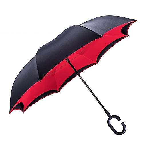 Preisvergleich Produktbild TOOGE Regenschirm Windsicher Wasserabweisende Reversion Regenschirm C-förmigen Hände Frei Inverted Doppelte Schicht Regenschirme