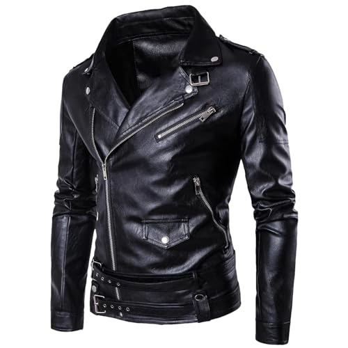 Veste sport de plein air homme en cuir slim idéale pour le bureau et la moto