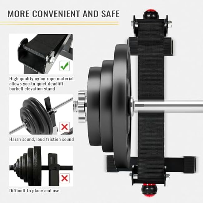 Deadlift Sling Racks for Home Gym, Deadlift Platform for Home Gym Weightlifting Plates Rack Deadlift Barbell Elevation Stand with 5-Level Height Adjustment