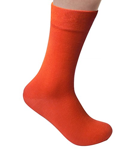 Rambutan Men's Space Collection Rayon made from Bamboo Seamless Dress Socks US 8.5-12.5 Multi Color (Orange)