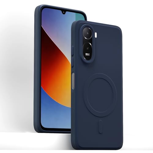 Image of Pikkme Back Cover for Redmi A7 Pro /Poco C85x 5G Soft Matte Silicone Mag-Safe Design (Mag-Safe Not Support) Camera Protection | Slim Fit Bumper Cover (Blue)