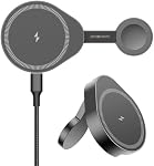 Foldable Wireless Charging Stand for MagSafe, Compatible Travel Charger for Apple Devices, Portable Magnetic Pad Station for iPhone 17/16/15/14/13/12, Apple Watch, AirPods (Gray) with 5" Cable