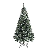  Árbol de Navidad Artificial Verde con Nieve 120 cm