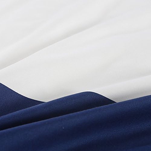 Vaulia Lightweight Microfiber Duvet Cover Set, Bold Stripes Pattern, Reversible Color Design, Blue/White - King Size