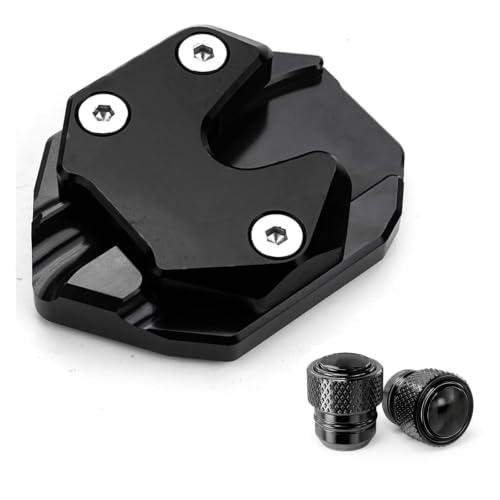 Béquille latérale moto avec bouchons valve pneu et coussin béquille d'extension