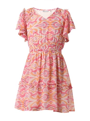 Image of ONLY Women Floral Printed Flared Sleeves Smocked Ruffled Fit & Flare Dress|Western Above The Knee Dress