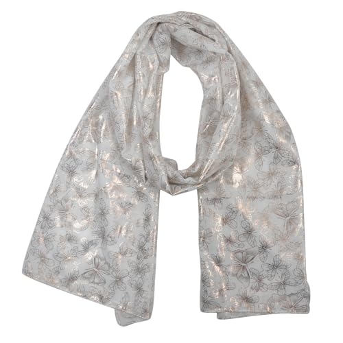 Boho Scarves for Women Lightweight Gold Flower Printed Fashion Scarf Fall Winter Fringed Shawl Wrap