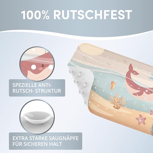 avakido® Badewannenmatte Kinder rutschfest - Inklusive 2 Haken zum Aufhängen - 100% BPA-Frei, Wanneneinlage, Antirutschmatte Badewanne - schimmelresistent & maschinenwaschbar
