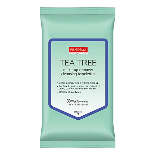 Tea Tree Make-Up Remover Cleansing Towelettes 1 Pack, 30 Wipes