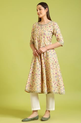 Image of W for Woman Women's Cotton Floral Regular Kurtas