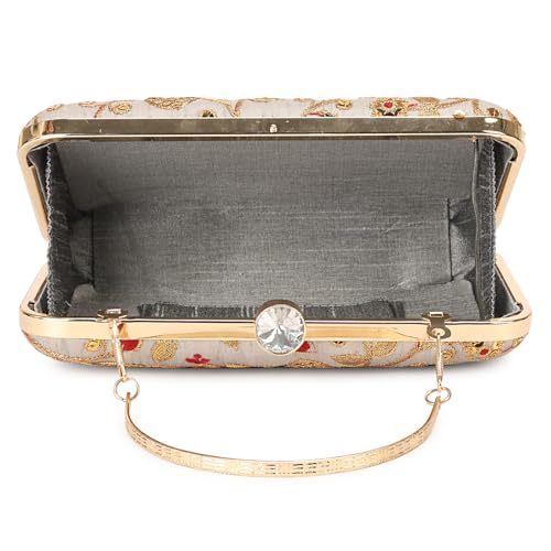 Image of LONGING TO BUY Hand Crafted Designer Box Clutch - Zari Embroidery For Women