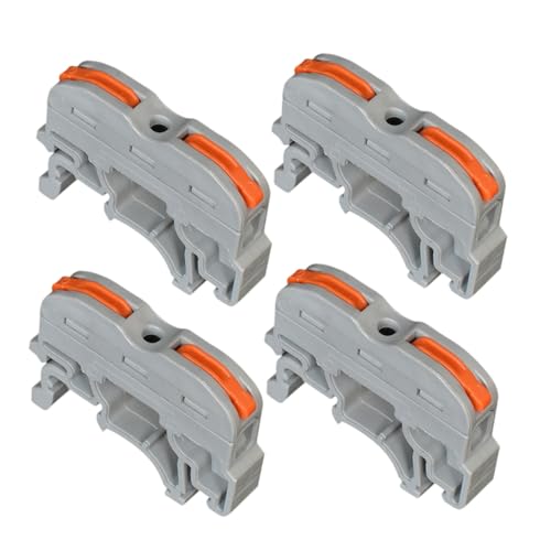 OKUMEYR 10pcs -211 Din Rail Wiring Terminal Block Push-in Connectors for Quick Install (Grey)