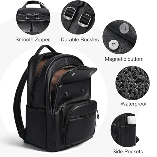 Image of Leresas Backpack Purse for Women Mens Work Travel Teacher Back Pack Laptop Business Vegan Leather Backpack Fashion College Computer Bag Black