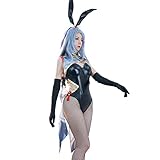 Nuoqi Shenhe Bunny Costume Adult Shenhe Bunny Suit Cosplay Black Bunny Outfit L