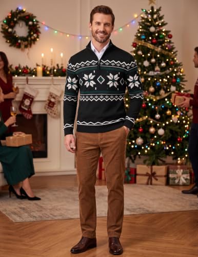 Image of COOFANDY Men's Quarter Zip Up Sweaters Slim Fit Lightweight Mock Pullover