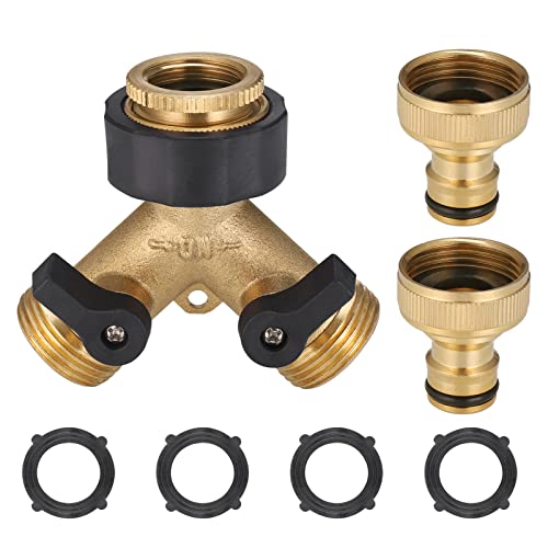 Zocipro Robinet Double Machine a Lave, Répartiteur de Robinet de Jardin en Laiton, Raccord en Y, 3/4 Pouces pour Connexion de 2 Appareils