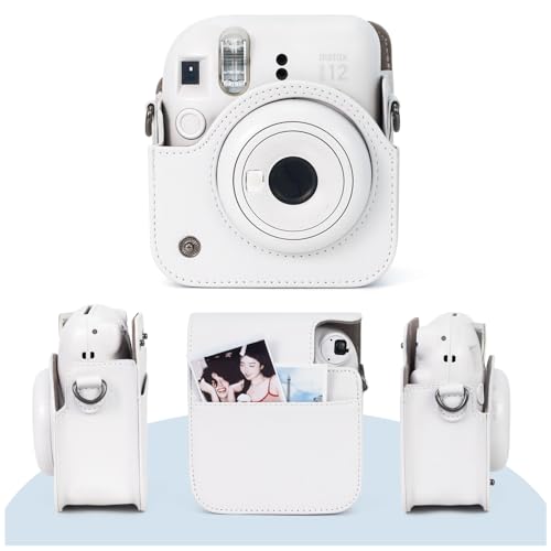 Funda para cámara Fujifilm Mini 12 de cuero PU blanco miniatura 4