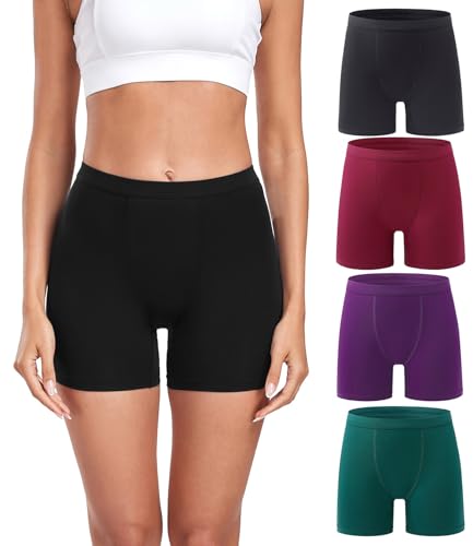 Image of wirarpa Women's Modal Boy Shorts Panties Soft Microfiber Boxer Briefs Underwear 4 Pack