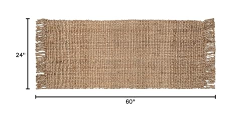 THE BEER VALLEY Natural Reversible Jute Runner Rug, 2'x5' - Farmhouse Hallway, Kitchen, Living Roomrug