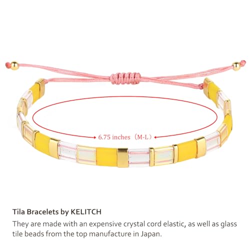 Image of KELITCH Colorful Tila Beaded Bracelets Women Strand Friendship Bracelet Handmade New Link Cuff Bracelets