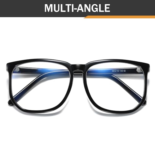 Image of TR90 Oversized Blue Light Blocking Glasses Men Women Ultralight Nerd Square Computer Games Black Large Eyewear