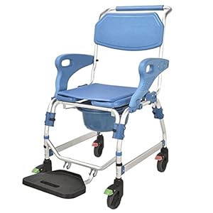 Douche Nachtkastje Commode Stoel met Afneembare Rechthoek Emmer Waterdicht Verstelbare Transport Rolling Stoel voor Ouderen