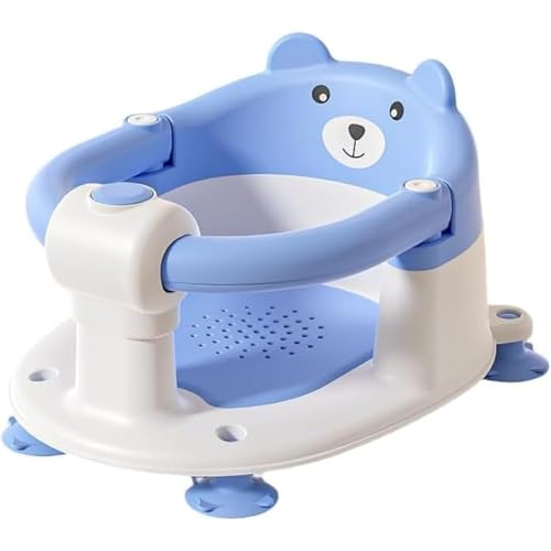 Vlfnベビーバスチェア、幼児用バスシート、シットアップバスシート、安全素材 転倒防止 滑り止め 清潔 携帯便利 背もたれ付き おふろマット 幼児入浴サポート お風呂 お座り練習 お風呂椅子 入浴補助用具 滑り止め (ブルー)