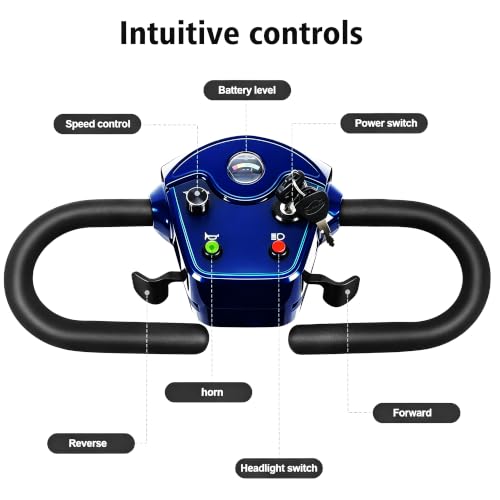 Image of Heavy Duty Wheel Mobility Scooters for Seniors & Adults, 350-400 lbs Capacity, 350W All Terrain Fast Mobility Scooter with 20A Long Range Battery and Two Baskets (05 Heavy Duty Blue)