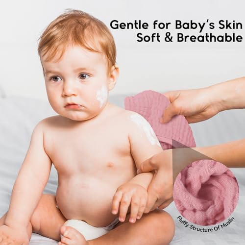 Muslin Burp Cloths for Baby 100% Cotton Burping Cloths for Boys Girls Large 20''X10'' Extra Soft and Absorbent 12 Pack - Bean Paste