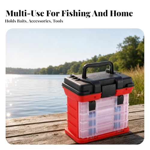 Contenedor Vaveren para Pesca Caja Organizadora de Accesorios con Tapa Rígida y Cierre Frontal Multicompartimentos Transparente Adecuado para Barco, Pesca y Almacenaje en Garaje, Negro miniatura 6
