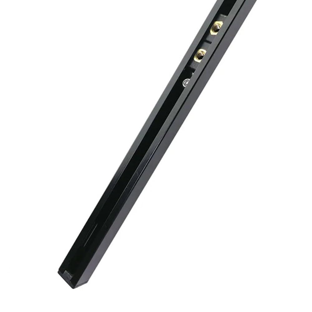 Binario di scorrimento laterale per kayak e canoe, 30 cm, nero, con dadi in rame da 6 mm e 2 cursori