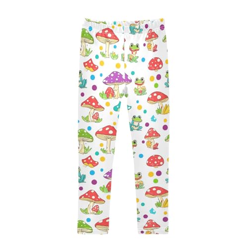 Wusikd Cute Mushrooms Girls' Leggings Toddler Doodles Frogs Kids Yoga Pants Dance Active Tights 4T