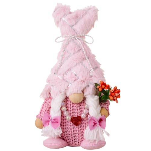 ISAKEN Decorazione Gnomo di San Valentino, Bambola Gnomo Senza Volto, Gnomo di Natale Svedese Peluche Gnomo Bambola Elfo Nano per Camini Ufficio Natale Festa Decoro