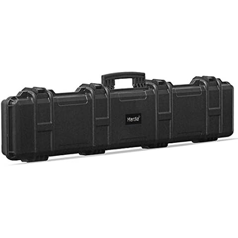 Merdia Black Large All-Weather Precision Hard Rifle Case Waterproof Ultra Protective Gun Case with Pre-cut Intensive Foam Gun Case Cover